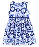 Funshine Cotton Sleeveless Casual Dress Including Waist Belt With Floral Print - Blue