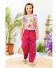 Tiny Twills Cotton Frill Sleeves Abstract Printed Top With Pant - Pink