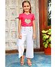 Tiny Twills Cotton Half Puffed Sleeves Heart Embroidered Top With Pant - Pink