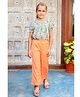 Tiny Twills Rayon Half Sleeves Floral Printed Top With Pant - Orange