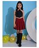 NEUDIS Halter Neck Solid Crop Top & Skirt - Red & Black