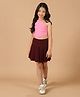 NEUDIS Cotton Halter Neck Solid Crop Top & Skirt Set - Pink & Wine