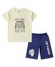 Luke and Lilly Cotton Half Sleeves Gaming Theme Printed Tee With Shorts - Off White & Navy