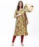 Bella Mama Woven Three Fourth Sleeves Embroidery Detailing With Highlighted Yoke Maternity Kurta - Yellow