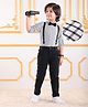 Mark & Mia Full Sleeves Checkered Party Shirt & Trouser Set with Bow & Suspender - Black & White