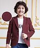 Mark & Mia Full Sleeves Corduroy Striped Blazer with Text Printed T-Shirt - Maroon