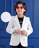 Full Sleeves Solid Colour Corduroy Blazer with Text Graphics T-Shirt - White & Black
