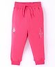 Doreme Single Jersey Knit Full Length Joggers with Text Print - Pink