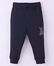 Doreme Single Jersey Knit Full Length Joggers with Text Print - Blue