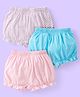 Babyhug 100% Cotton Knit Polka Dots Printed Bloomers Pack of 3 - Pink Blue & White