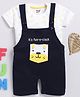 TOONYPORT Cotton Half Sleeves Fun O Clock Printed Dungaree Set - Navy Blue