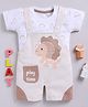 TOONYPORT Cotton Half Sleeves Play Time Printed Dungaree Set - Beige