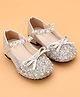 Babyoye Ballerinas with Velcro Closure Pearl & Rhine Stones Detailing - Silver