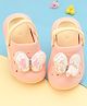 Oh! Pair Clogs with Back Strap & Sequined Bow Applique - Pink
