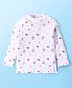 Babyhug Cotton Knit Full Sleeves Top With Skivi Neck & Floral Print - White