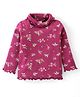 Babyhug Cotton Knit Full Sleeves Skivi Top With Floral Print - Wine