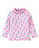 Babyhug Cotton Knit  Full Sleeves  Skivi Top with Lettuce Hem Detailing & Floral Print - Pink