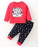 Ollypop Sinker Knit Full Sleeves T-Shirt & Lounge Pants Set With Text Print - Red & Navy