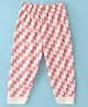 OLLYPOP Single Jersey Knit Full Length Striped Lounge Pant - Red & Cream