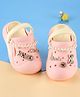 Oh! Pair Teddy Bear Applique Clogs with Back Strap Closure & Pearl Detailing - Pink