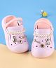 Oh! Pair Teddy Bear Applique Clogs with Back Strap Closure & Pearl Detailing - Purple