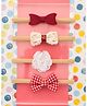 Knotty Ribbons Pack Of 4 Flower & Bow Headbands -  Red & White