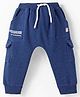 Pepito Knit Full Length Fleece Pant with Text Print & Pockets - Navy Blue