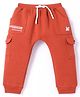 Pepito Knit Full Length Text Printed Fleece and Woollen Bottom With Bear Patch - Rust Orange
