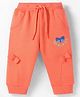 Pepito Knit Full Length Fleece and Woollen Bottomwear With Butterfly Embroidery - Orange