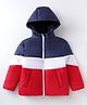 Pepito Woven Full Sleeves Hooded Padded Jacket With Cut & Sew Design - Navy Blue