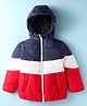 Pepito Woven Full Sleeves Hooded Padded Jacket With Cut & Sew Design - Navy Blue