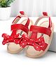 Cute Walk by Babyhug Velcro Closure Booties Bow Applique - Red