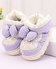 Oh! Pair Slip On Winter Shoes with Embroidery & Bow Detailing  -  Purple