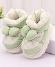 Oh! Pair Slip On Winter Shoes with Embroidery & Bow Detailing  -  Green