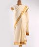 Bhartiya Paridhan Cotton Saree with Half Sleeves Blouse & Golden Border - Cream