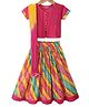 Exclusive from Jaipur Cotton Woven Half Sleeves Leheriya Printed Choli Lehenga Set with Dupatta - Dark Pink