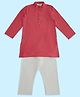 Indus Route by Pantaloons Full Sleeves Solid Kurta Pyjama Set - Coral