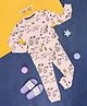 Pantaloons Junior Cotton Knit Peanuts Featuring Full Sleeves Snoopy Printed Coordinating Night Suit - Pink