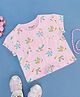 Pantaloons Junior Half Sleeves Bird Printed & Aloha Sequin Embellished Tee - Pink