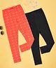 YU by Pantaloons Pack Of 2 Stars Printed & Solid Leggings - Multi Colour
