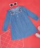 YU by Pantaloons Full Sleeves Floral Embroidered Dress - Medium Blue