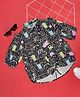 YU by Pantaloons Half Sleeves Frill Design Text Printed Top - Black