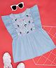 YU by Pantaloons Frill Sleeves Floral Embroided Top - Blue