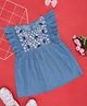 YU by Pantaloons Frill Sleeves Floral Embroided Top - Blue