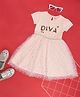 YU by Pantaloons Half Sleeves Sequin Diva Text Embellished & Foil Hearts Printed Dress - Pink