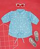 YU by Pantaloons Half Sleeves Dragon Fly Print With Front Knot Detailing Top - Blue