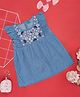 YU by Pantaloons Frill Sleeves Floral Embroided Top - Blue