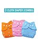 Sparkle Joy Free Size Reusable Cloth Diaper Without Insert Pack Of 3- Multicolor