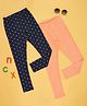 YU by Pantaloons Pack Of 2 Stars Printed & Solid Leggings - Multi Colour