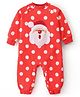 Kookie Kids Winter Wear Full Raglan  Sleeves Romper with Polka Dots Print & Santa Patch - Red
